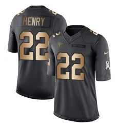 Men's Nike Tennessee Titans #22 Derrick Henry Limited Black/Gold Salute to Service NFL Jersey Men's Nike Tennessee Titans #22 Derrick Henry Limited Black/Gold Salute to Service NFL Jersey