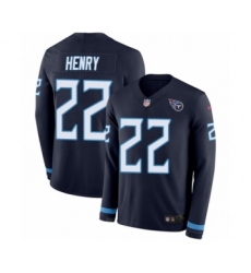 Men's Nike Tennessee Titans #22 Derrick Henry Limited Navy Blue Therma Long Sleeve NFL Jersey Men's Nike Tennessee Titans #22 Derrick Henry Limited Navy Blue Therma Long Sleeve NFL Jersey