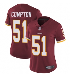 Women's Nike Washington Redskins #51 Will Compton Elite Burgundy Red Team Color NFL Jersey