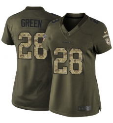 Women's Nike Washington Redskins #28 Darrell Green Elite Green Salute to Service NFL Jersey