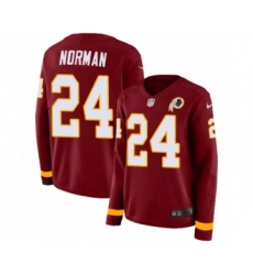 Women's Nike Washington Redskins #24 Josh Norman Limited Burgundy Therma Long Sleeve NFL Jersey
