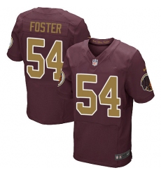 Men's Nike Washington Redskins #54 Mason Foster Elite Burgundy Red/Gold Number Alternate 80TH Anniversary NFL Jersey