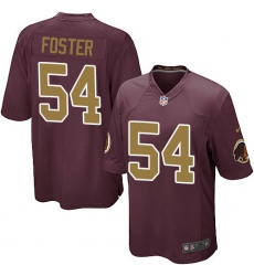 Men's Nike Washington Redskins #54 Mason Foster Game Burgundy Red/Gold Number Alternate 80TH Anniversary NFL Jersey