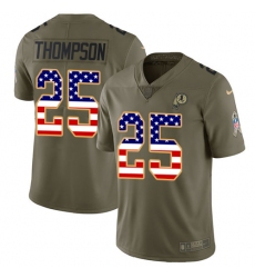 Youth Nike Washington Redskins #25 Chris Thompson Limited Olive/USA Flag 2017 Salute to Service NFL Jersey
