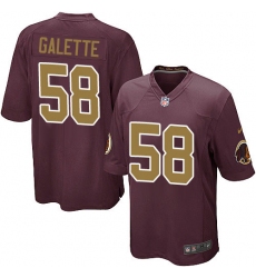 Men's Nike Washington Redskins #58 Junior Galette Game Burgundy Red/Gold Number Alternate 80TH Anniversary NFL Jersey