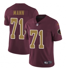 Men's Nike Washington Redskins #71 Charles Mann Burgundy Red/Gold Number Alternate 80TH Anniversary Vapor Untouchable Limited Player NFL Jersey