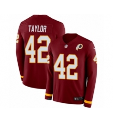 Youth Nike Washington Redskins #42 Charley Taylor Limited Burgundy Therma Long Sleeve NFL Jersey