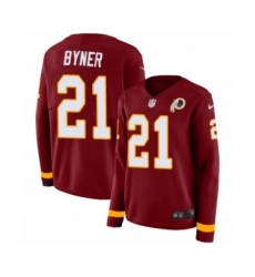 Women's Nike Washington Redskins #21 Earnest Byner Limited Burgundy Therma Long Sleeve NFL Jersey