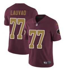 Youth Nike Washington Redskins #77 Shawn Lauvao Elite Burgundy Red/Gold Number Alternate 80TH Anniversary NFL Jersey