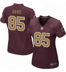 Women's Nike Washington Redskins #85 Vernon Davis Game Burgundy Red/Gold Number Alternate 80TH Anniversary NFL Jersey