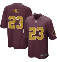 Men's Nike Washington Redskins #23 DeAngelo Hall Game Burgundy Red/Gold Number Alternate 80TH Anniversary NFL Jersey