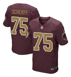 Men's Nike Washington Redskins #75 Brandon Scherff Elite Burgundy Red/Gold Number Alternate 80TH Anniversary NFL Jersey