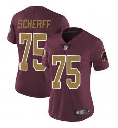 Women's Nike Washington Redskins #75 Brandon Scherff Elite Burgundy Red/Gold Number Alternate 80TH Anniversary NFL Jersey