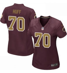 Women's Nike Washington Redskins #70 Sam Huff Game Burgundy Red/Gold Number Alternate 80TH Anniversary NFL Jersey