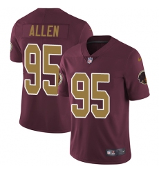 Men's Nike Washington Redskins #95 Jonathan Allen Burgundy Red/Gold Number Alternate 80TH Anniversary Vapor Untouchable Limited Player NFL Jersey