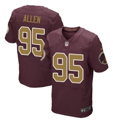 Men's Nike Washington Redskins #95 Jonathan Allen Elite Burgundy Red/Gold Number Alternate 80TH Anniversary NFL Jersey