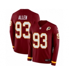 Youth Nike Washington Redskins #93 Jonathan Allen Limited Burgundy Therma Long Sleeve NFL Jersey