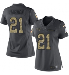 Women's Nike New England Patriots #21 Duron Harmon Limited Black 2016 Salute to Service NFL Jersey