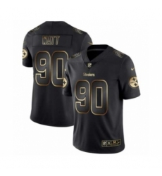 Men Pittsburgh Steelers #90 T.J. Watt Black Golden Edition 2019 Vapor Untouchable Limited Jersey