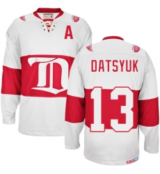 Men's CCM Detroit Red Wings #13 Pavel Datsyuk Premier White Winter Classic Throwback NHL Jersey