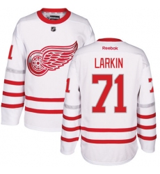 Men's Reebok Detroit Red Wings #71 Dylan Larkin Premier White 2017 Centennial Classic NHL Jersey