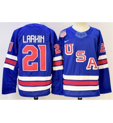 Men's USA #21 Dylan Larkin Royal 2025-2026 Stitched Jersey