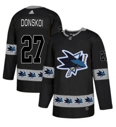 Men's Adidas San Jose Sharks #27 Joonas Donskoi Authentic Black Team Logo Fashion NHL Jersey