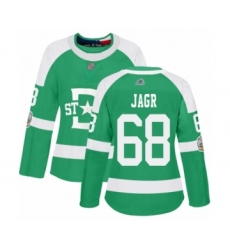 Women's Dallas Stars #68 Jaromir Jagr Authentic Green 2020 Winter Classic Hockey Jersey