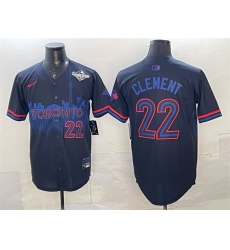 Men's Toronto Blue Jays #22 Ernie Clement Navy 2025 World Series City Connect Limited Stitched Baseball Jersey