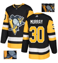 Men's Adidas Pittsburgh Penguins #30 Matt Murray Authentic Black Fashion Gold NHL Jersey