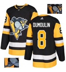 Men's Adidas Pittsburgh Penguins #8 Brian Dumoulin Authentic Black Fashion Gold NHL Jersey