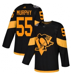 Men's Adidas Pittsburgh Penguins #55 Larry Murphy Black Authentic 2019 Stadium Series Stitched NHL Jersey