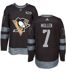 Men's Adidas Pittsburgh Penguins #7 Joe Mullen Authentic Black 1917-2017 100th Anniversary NHL Jersey