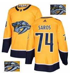 Men's Adidas Nashville Predators #74 Juuse Saros Authentic Gold Fashion Gold NHL Jersey