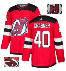 Men's Adidas New Jersey Devils #40 Michael Grabner Authentic Red Fashion Gold NHL Jersey