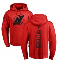 NHL Adidas New Jersey Devils #40 Michael Grabner Red One Color Backer Pullover Hoodie