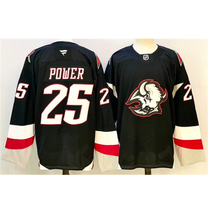 Men's Buffalo Sabres #25 Owen Power Black 2024-25 Alternate Stitched Hockey Jersey