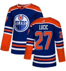 Youth Adidas Edmonton Oilers #27 Milan Lucic Authentic Royal Blue Alternate NHL Jersey