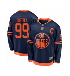 Men's Edmonton Oilers #99 Wayne Gretzky Authentic Navy Blue Alternate Fanatics Branded Breakaway Hockey Jersey