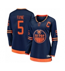Women's Edmonton Oilers #5 Mark Fayne Authentic Navy Blue Alternate Fanatics Branded Breakaway Hockey Jersey