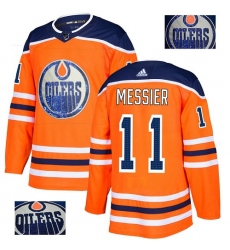 Men's Adidas Edmonton Oilers #11 Mark Messier Authentic Orange Fashion Gold NHL Jersey