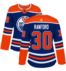 Women's Adidas Edmonton Oilers #30 Bill Ranford Authentic Royal Blue Alternate NHL Jersey