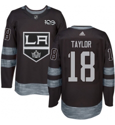 Men's Adidas Los Angeles Kings #18 Dave Taylor Premier Black 1917-2017 100th Anniversary NHL Jersey