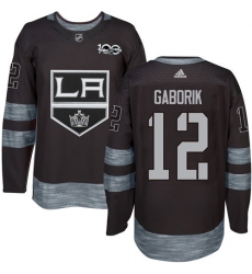 Men's Adidas Los Angeles Kings #12 Marian Gaborik Premier Black 1917-2017 100th Anniversary NHL Jersey