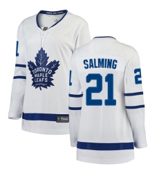 Women's Toronto Maple Leafs #21 Borje Salming Authentic White Away Fanatics Branded Breakaway NHL Jersey