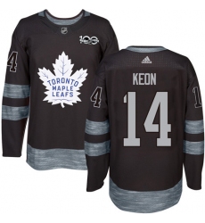Men's Adidas Toronto Maple Leafs #14 Dave Keon Authentic Black 1917-2017 100th Anniversary NHL Jersey