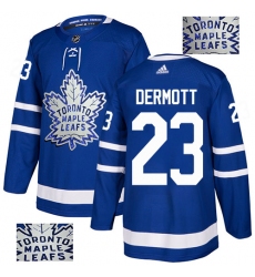 Men's Adidas Toronto Maple Leafs #23 Travis Dermott Authentic Royal Blue Fashion Gold NHL Jersey
