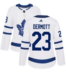 Women's Adidas Toronto Maple Leafs #23 Travis Dermott Authentic White Away NHL Jersey