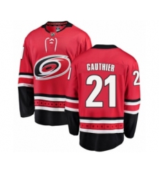 Men's Carolina Hurricanes #21 Julien Gauthier Authentic Red Home Fanatics Branded Breakaway NHL Jersey