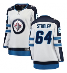 Women's Winnipeg Jets #64 Logan Stanley Fanatics Branded White Away Breakaway NHL Jersey